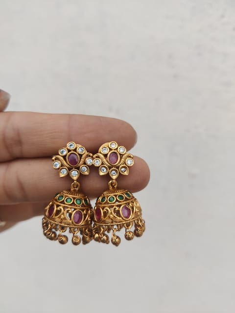 Mini gold light weight jhumki