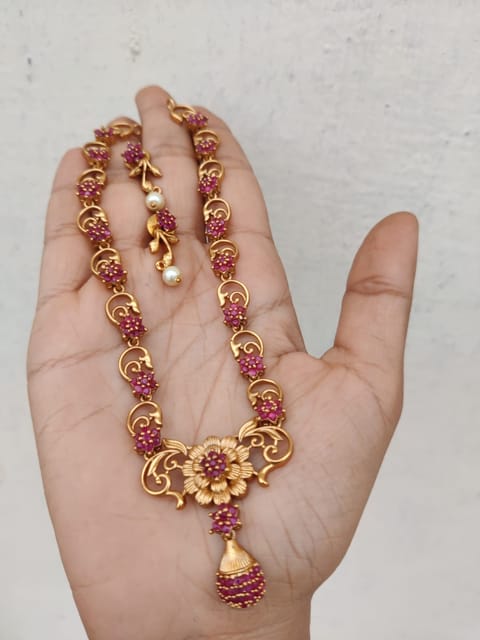 Cz ruby necklace set