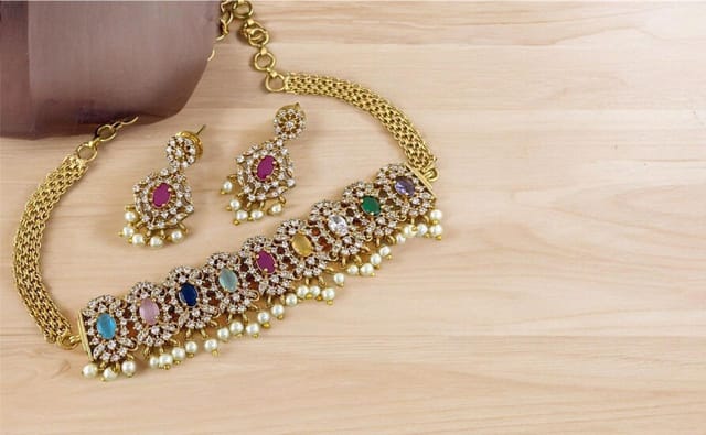 Navratan cz choker set