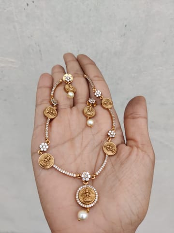 Cz temple necklace set