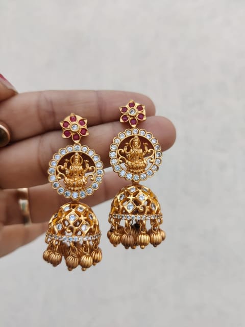 Cz temple bridal jhumki