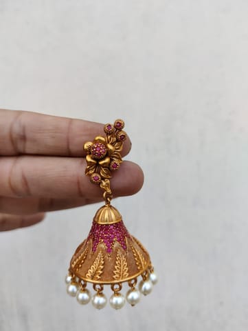 Big lotus gold finish jhumki bride