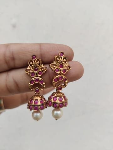 Cz ruby earrings jhumki