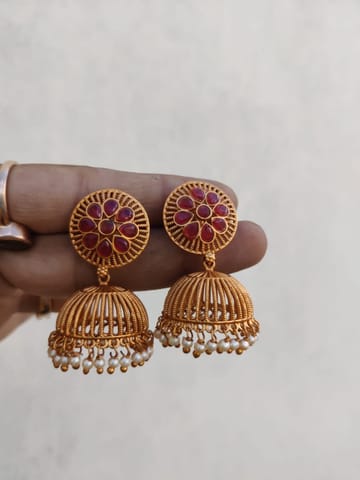 Ruby round jhumki