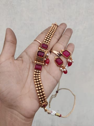 Maroon choker set