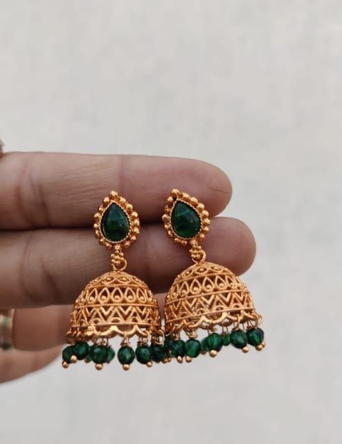 Green beads matte Jhumri