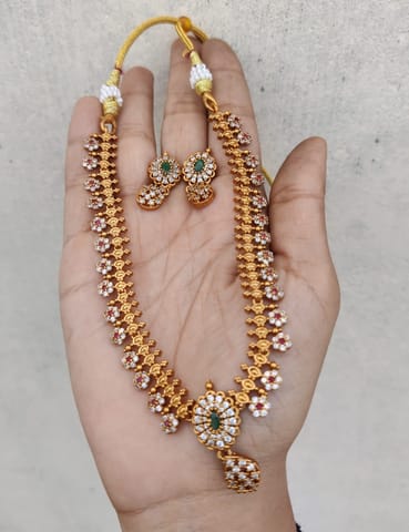 Cz gold necklace set