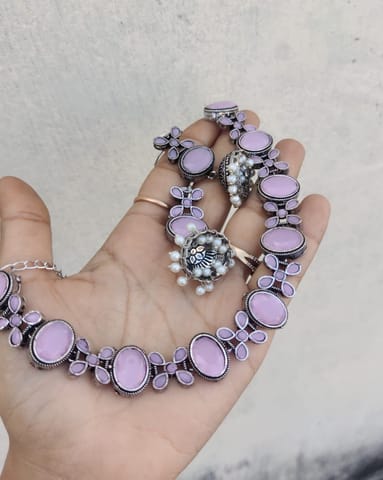 Baby pink oxidised set