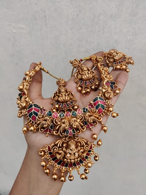 Meenakari temple necklace set